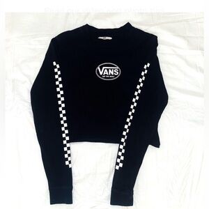 Small, Long Sleeve cropped Vans T-shirt With Checkered Sleeves

#Vans
